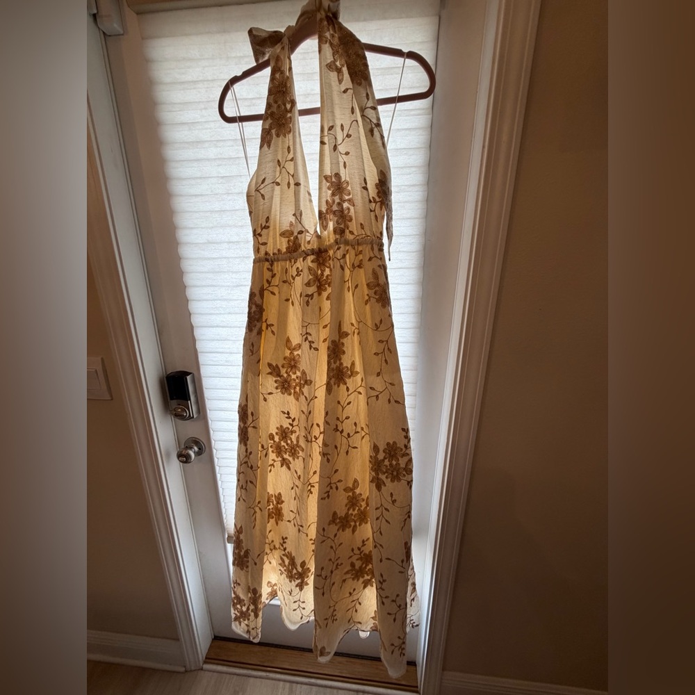 Ramy Brook Embroidered Floral Halter Dress
